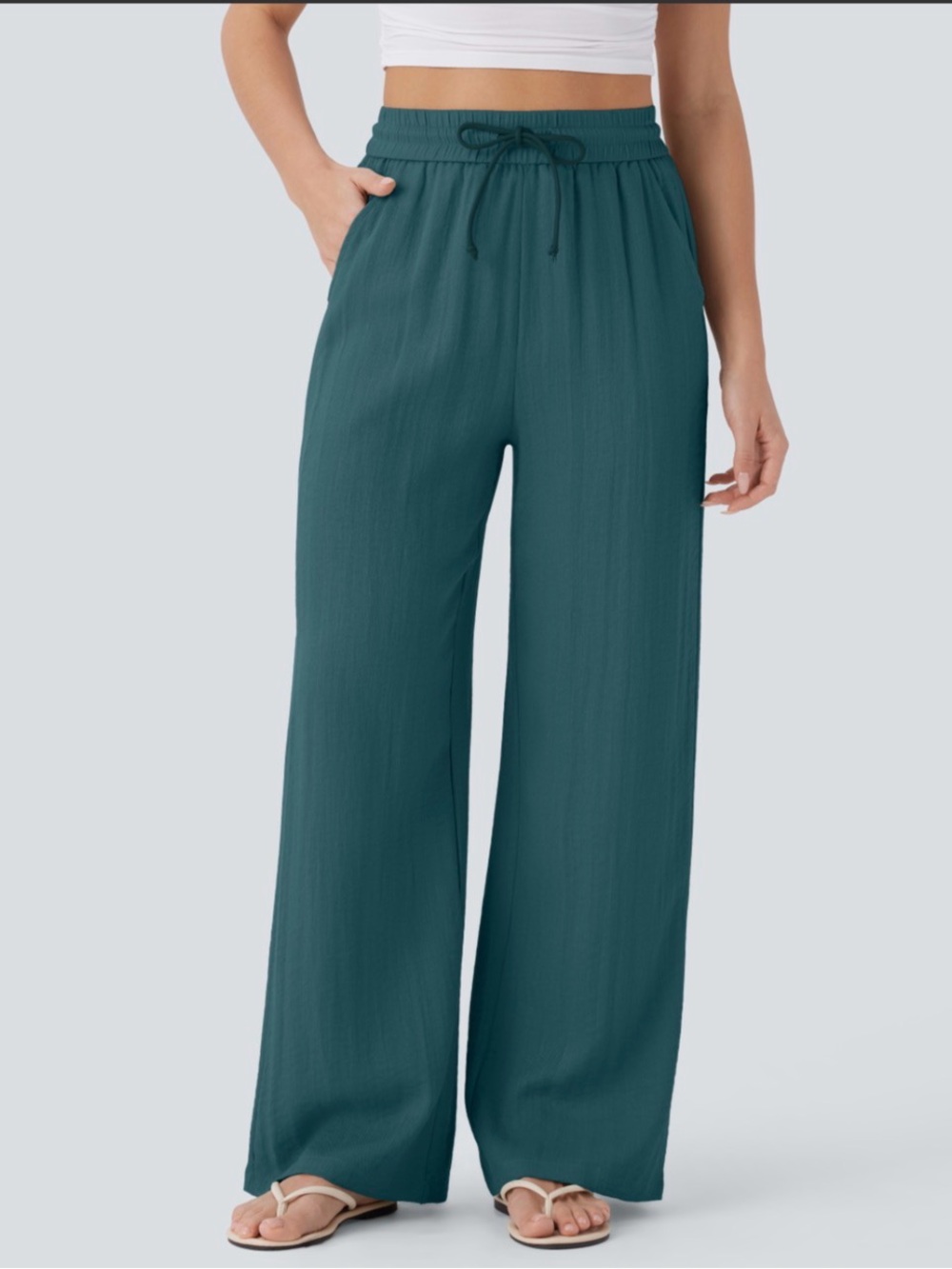 Halara High-Waisted Drawstring Wide-Leg Casual Pants